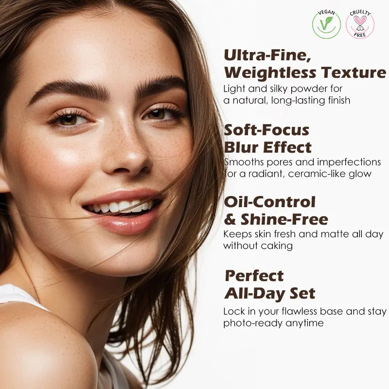 Private Label High Quality Makeup Setting Pressed Powder OEM Wholesale Vegan Foundation Compact Pressed Powder