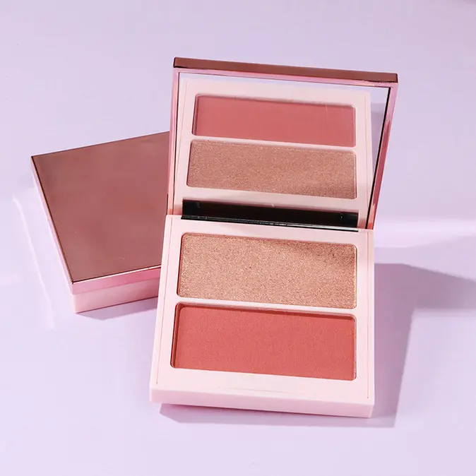 Custom Your Logo Blush and pink Compact Face Cheek Makeup Kits Tint Blusher Shimmering Highlighter Long Lasting Blush Palette