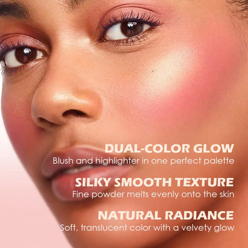Custom Your Logo Blush and pink Compact Face Cheek Makeup Kits Tint Blusher Shimmering Highlighter Long Lasting Blush Palette