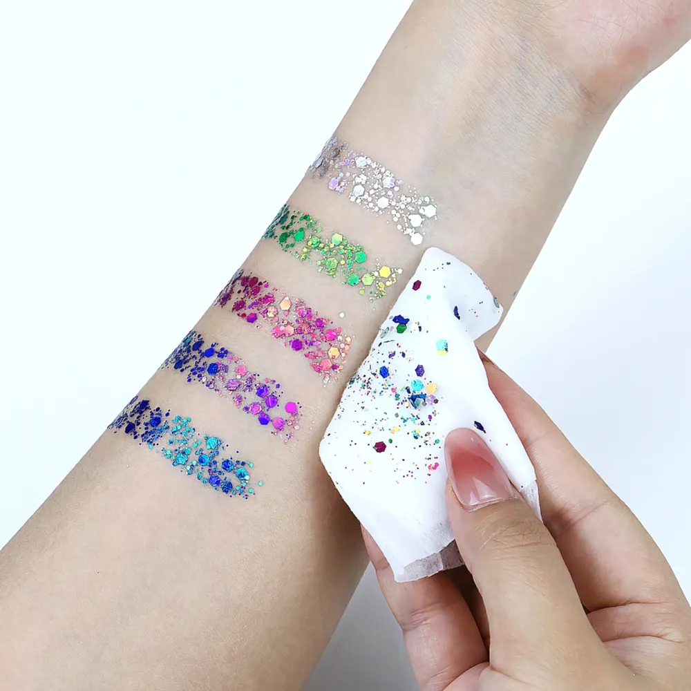 Bulk Glitter Eyeshadow Palette Pressed 5 Color No Glue Self Adhering Vegan Cruelty Free Festival Rave Bridal Stage Hair