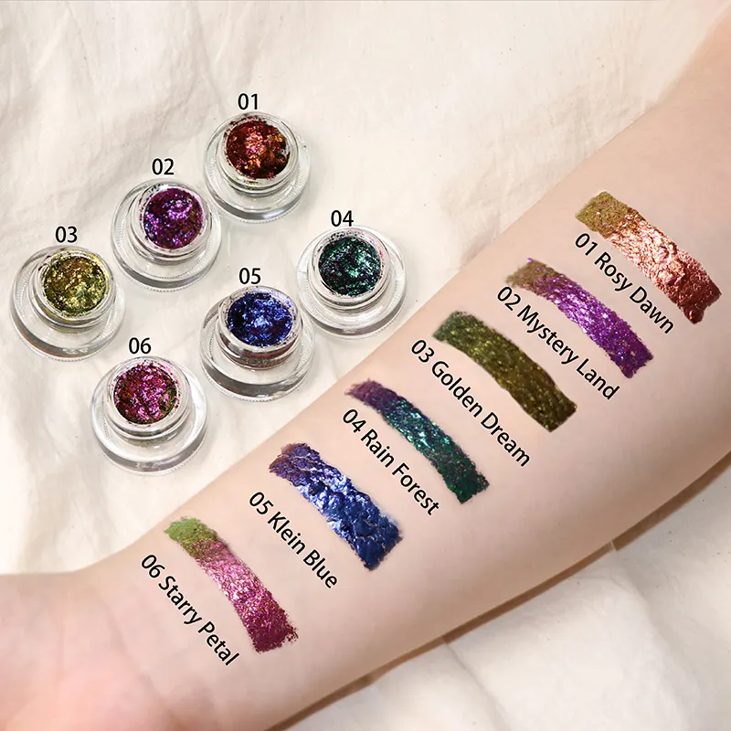 High Quality Beauty Transparent New Multichrome Chameleon Pigment Pink Glitter Shimmer Long Lasting Flakes Powder Eyeshadow Set