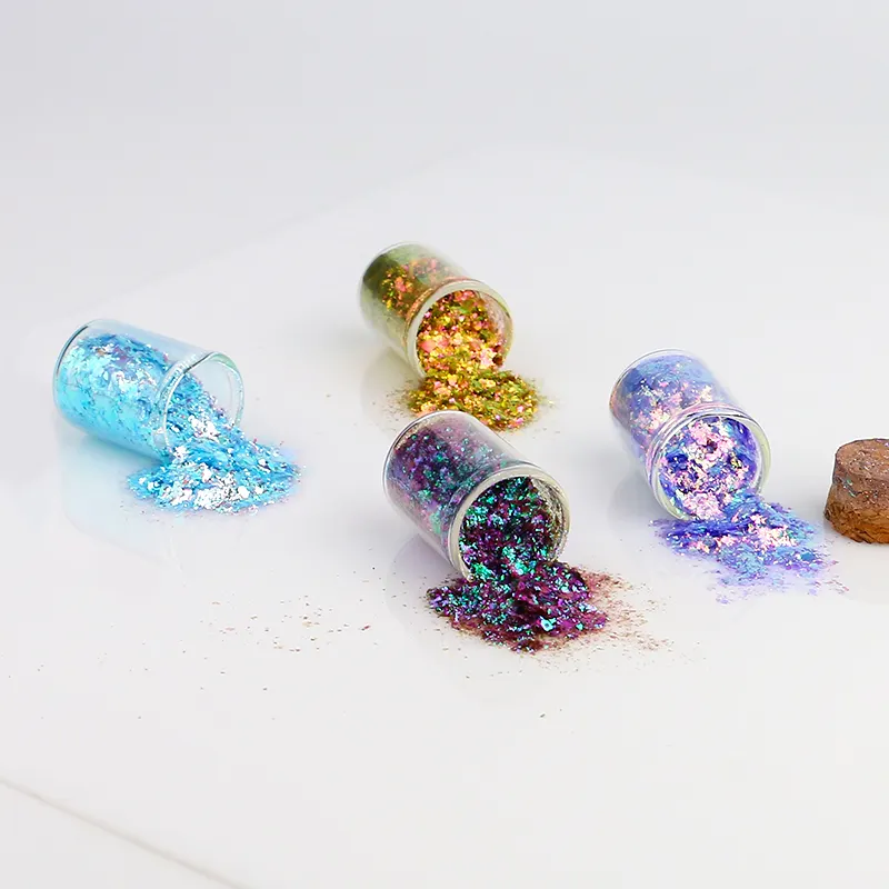 High Quality Beauty Transparent New Multichrome Chameleon Pigment Pink Glitter Shimmer Long Lasting Flakes Powder Eyeshadow Set