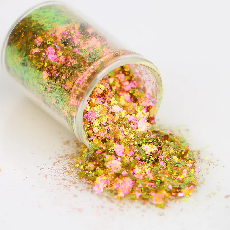 High Quality Beauty Transparent New Multichrome Chameleon Pigment Pink Glitter Shimmer Long Lasting Flakes Powder Eyeshadow Set