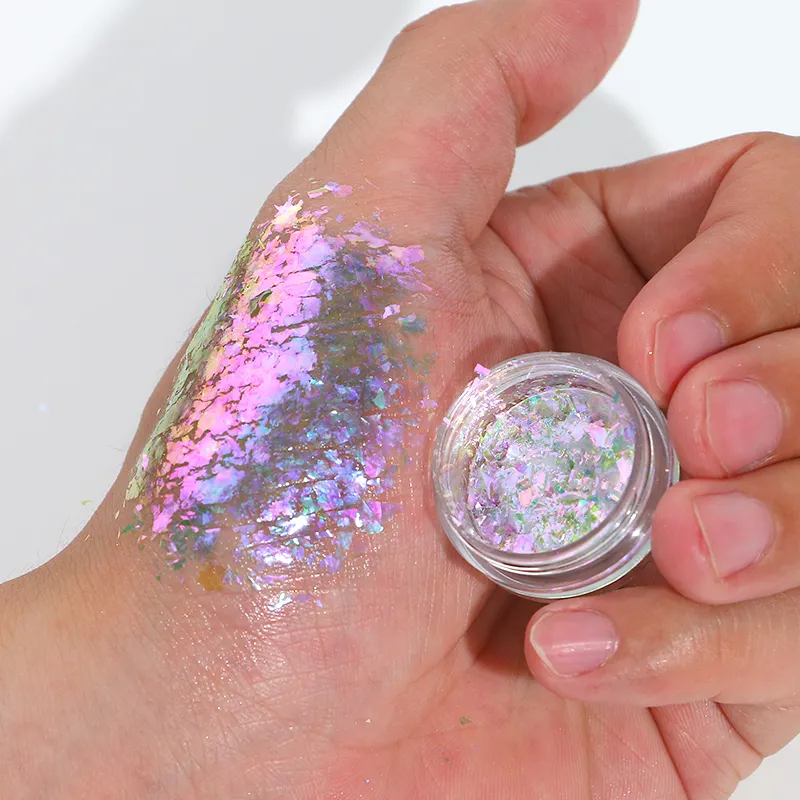 Chameleon Radiant Holographic Flakes Duo Chrome Eyeshadow Pigment Multichrome Eye Shadow with Shimmer Metallic Luminous Finish