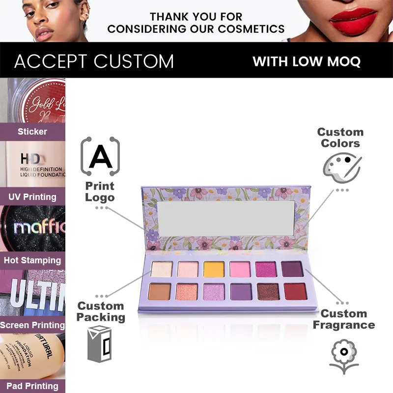 Professional Custom Matte High Pigment Shimmer Matte Long Lasting NO Brand Private Label Makeup Eyeshadow 8 Colors