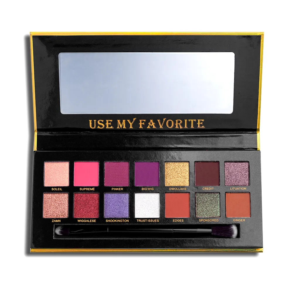 14 Colors Shimmer Matte Waterproof Long Lasting Fair Dark Skin Private Label Custom Printed Logo Powder Makeup Eyeshadow Palette