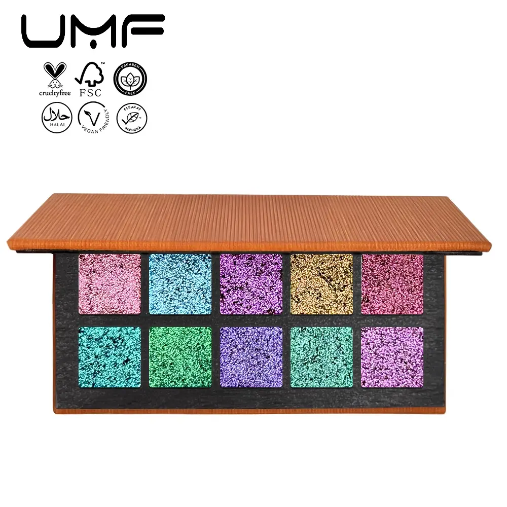 Custom MultiChrome Luminous Mineral Eyeshadow Palette OEM High Pigment Cruelty Free 10-Color Chameleon Private Label
