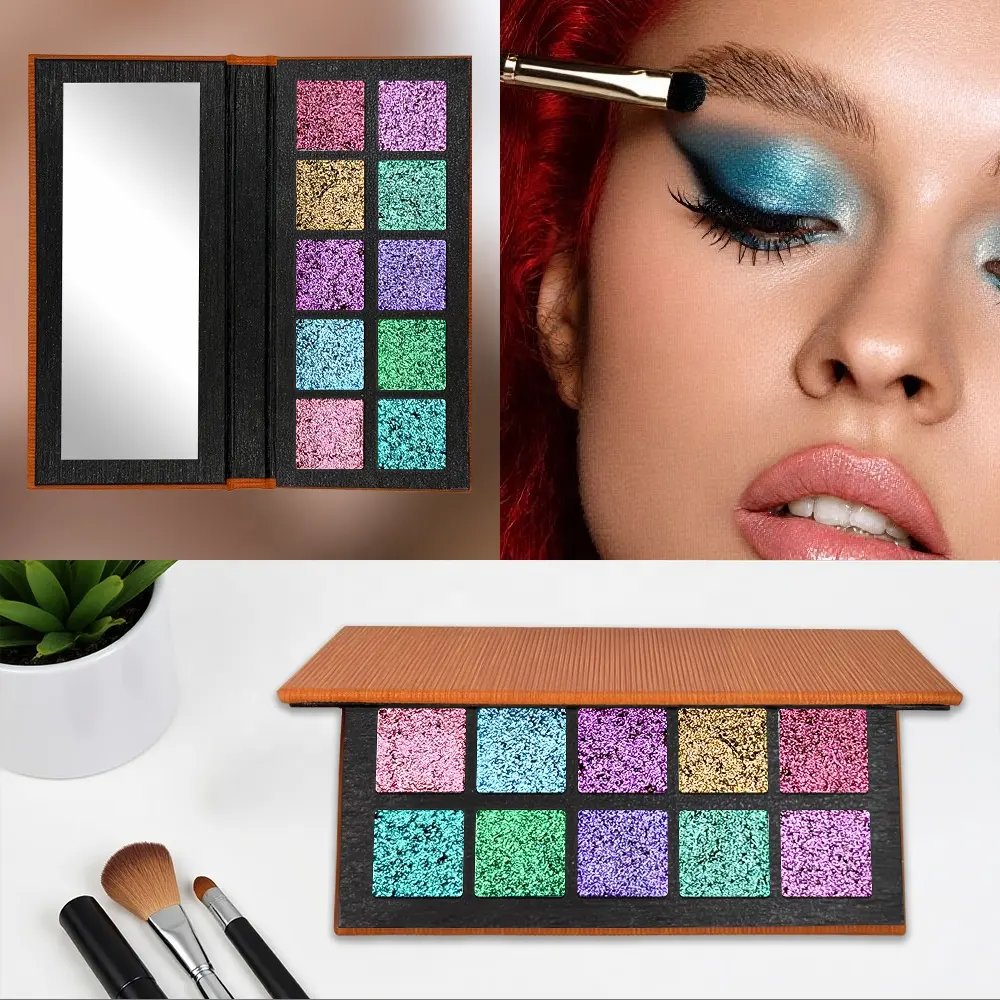 Custom MultiChrome Luminous Mineral Eyeshadow Palette OEM High Pigment Cruelty Free 10-Color Chameleon Private Label