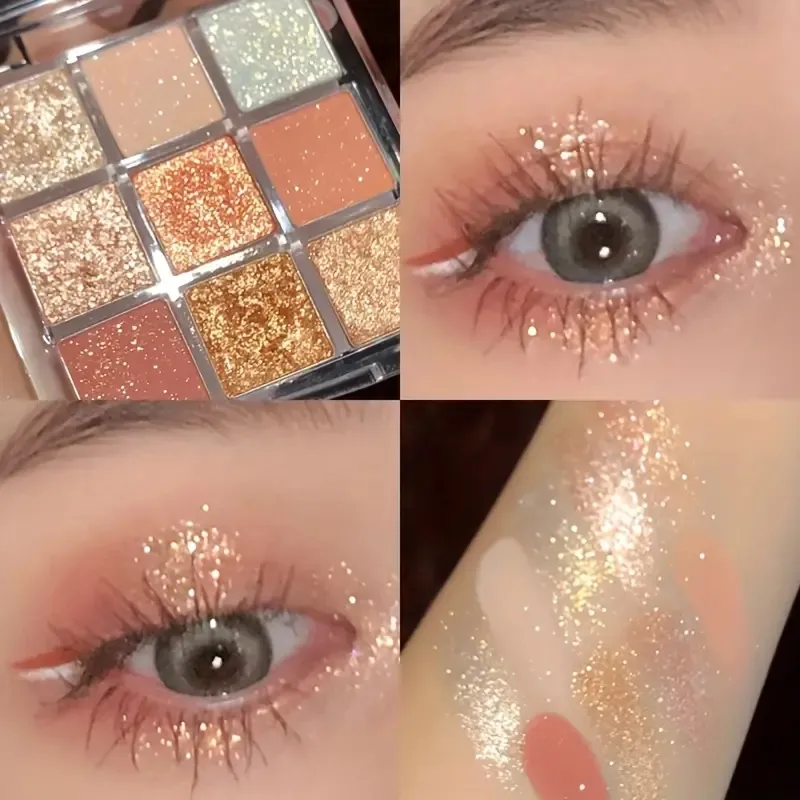 Custom 9 Colours Eyeshadow Palette Oem Cosmetics Waterproof Long Lasting High Quality Glitter Eyeshadow Private Label