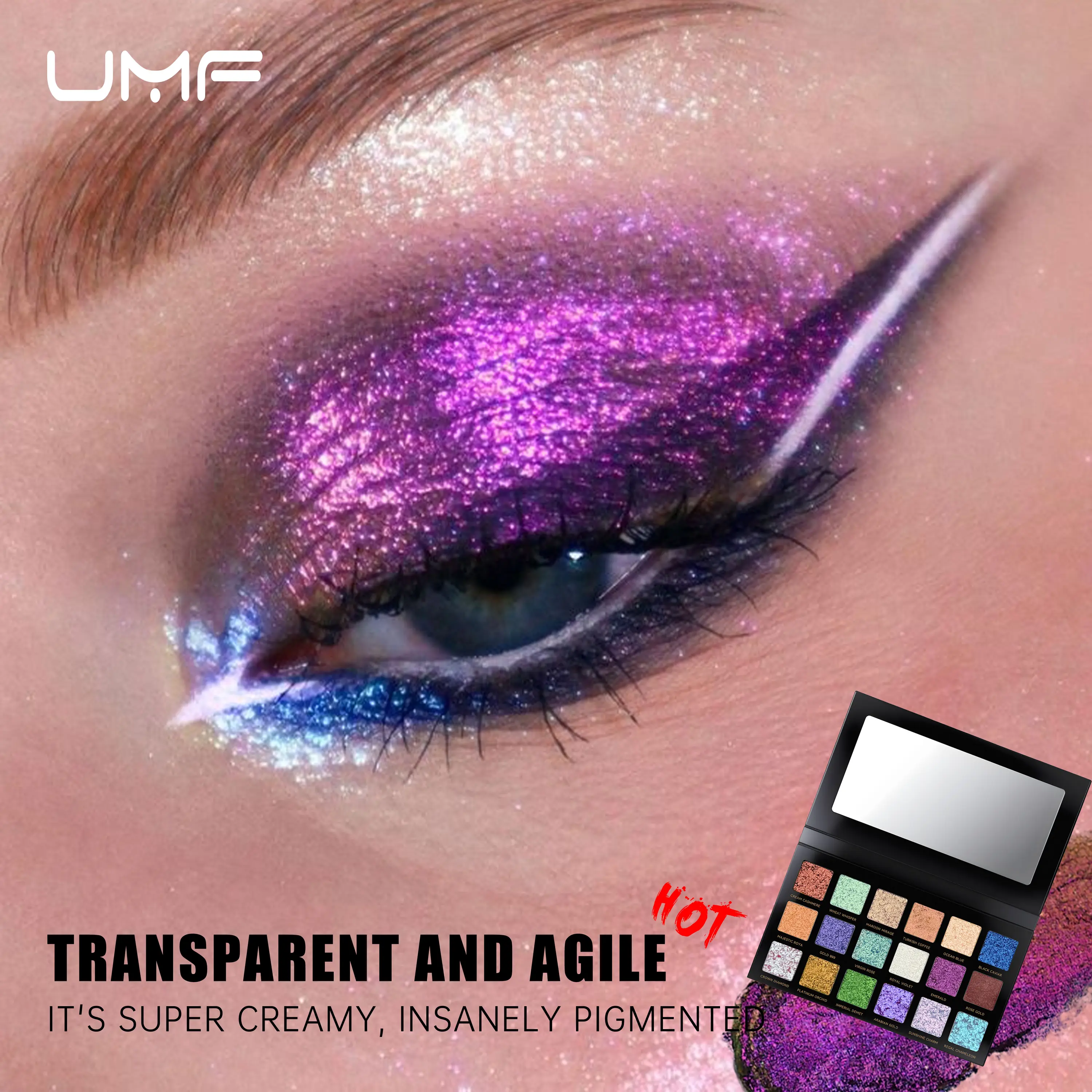 Custom Eyeshadow Palette OEM Chameleon Eyeshadow Waterproof Long Lasting Luxury 18 Colour Multi Chrome Eyeshadow Private Label detail