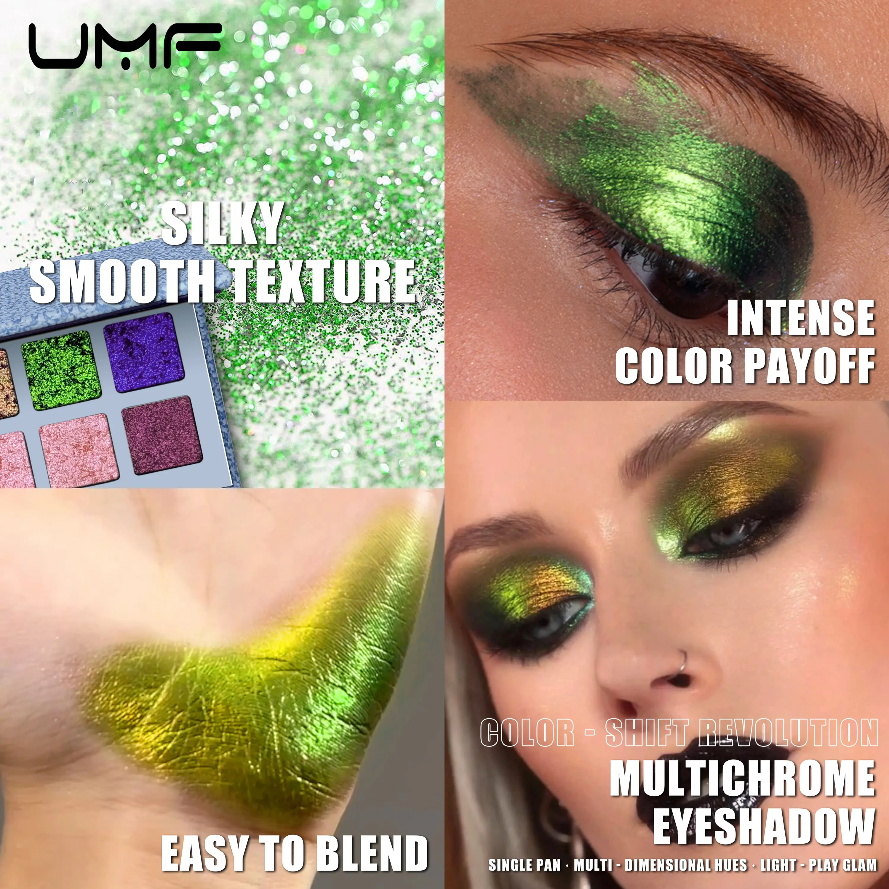 Custom MultiChrome Eyeshadow Palette OEM Cosmetics High Pigment Glitter 8 Colour Chameleon Eyeshadow Palette Private Label