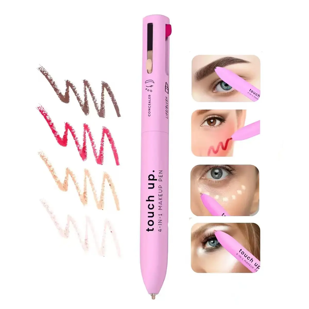 4-in-1 Multifunction Makeup Pen Lip Liner Highlighter Eyeliner Eyebrow Pencil for Eye Makeup