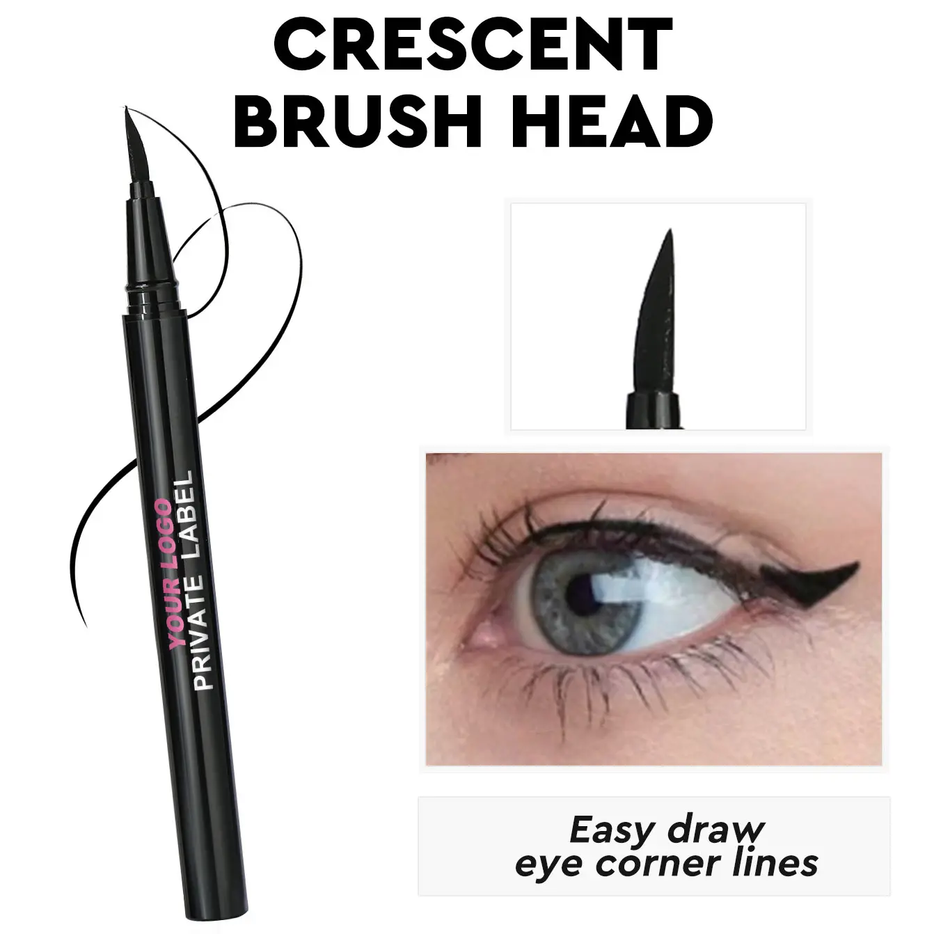 Private Label Long-Lasting Waterproof Eyeliner Pencil Eye Makeup Best Cruelty-Free Non-Smudge Easy-Glide Black