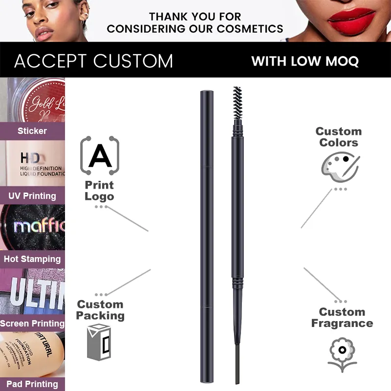 Luxury Makeup Waterproof Double Head Eyeliner Pencil Private Label 2 in 1 Eyeliner Eyebrow Eyeliner Pencil
