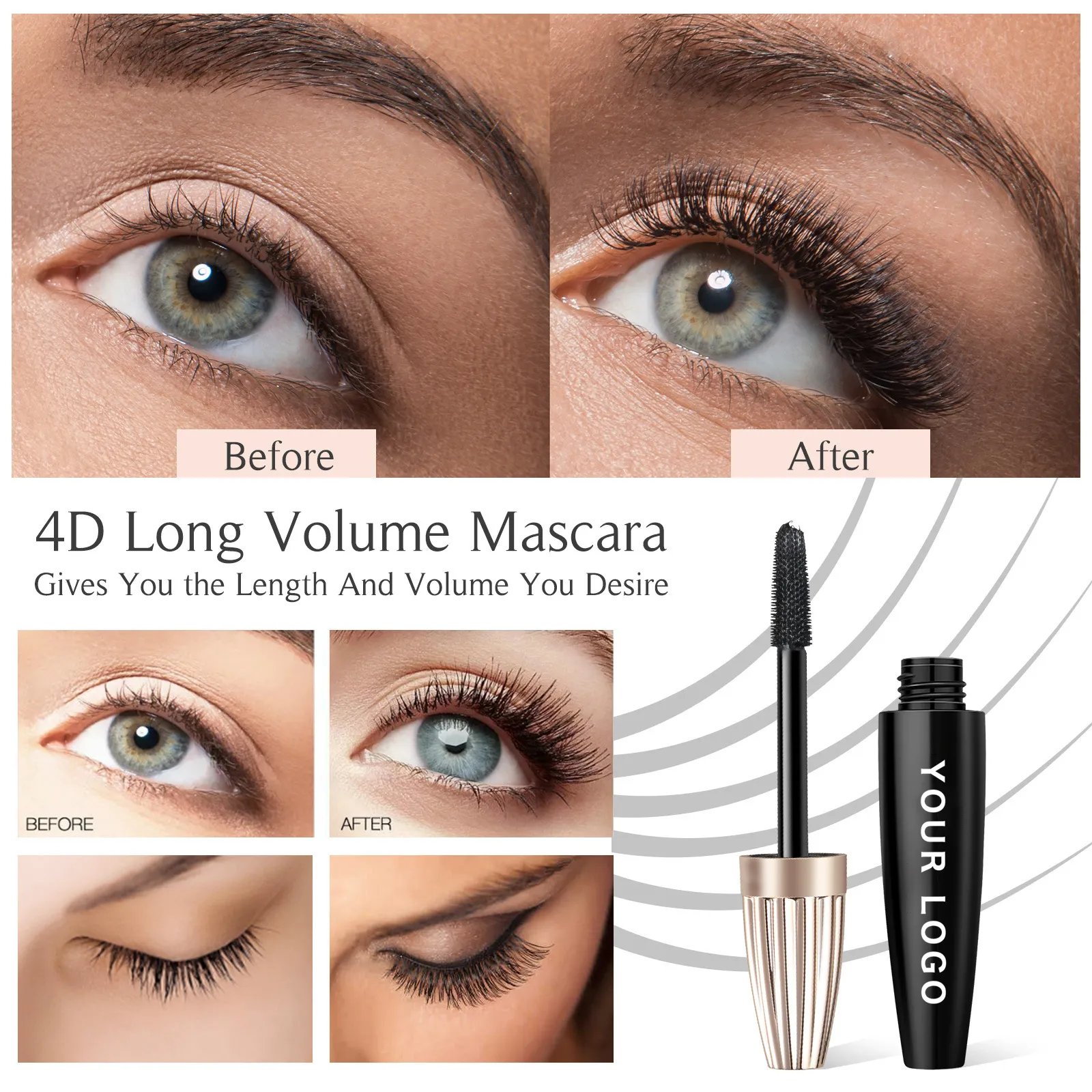 Custom Mascara Oem Makeup Factory ODM Black Slender Curl 4d Mascara Private Label
