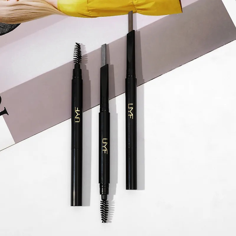 3 Color Mineral Automatic Swivel Stick Double Ended Triangular Head Waterproof Long-lasting Smudge Proof Pigment Eyebrow Pencil