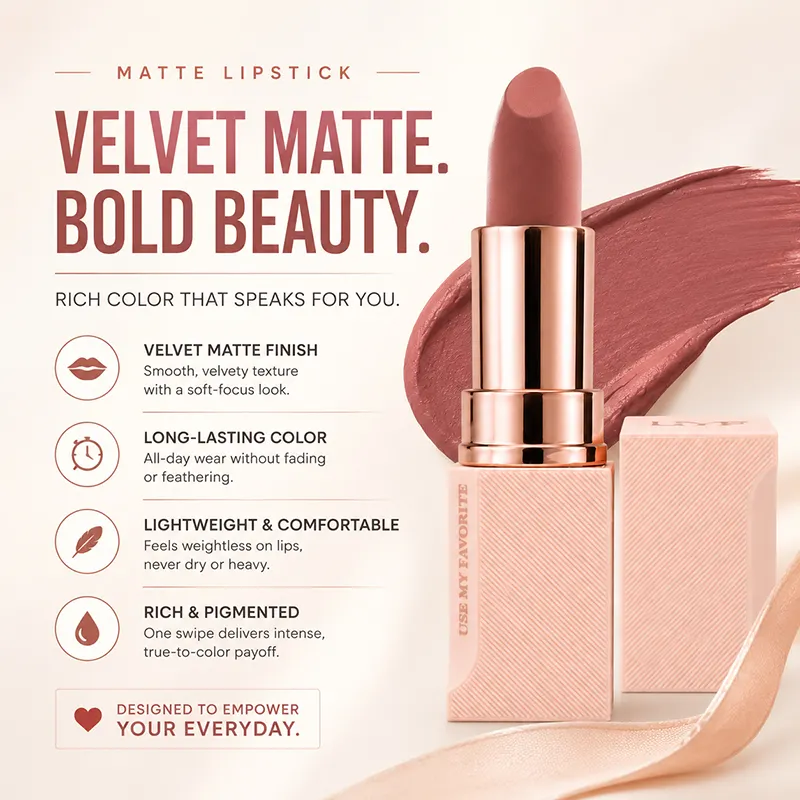 Custom Lipstick OEM High-quality Cosmetic Manufacturer Clean Formula Waterproof Non-Stick Matte Lipstick Private Label