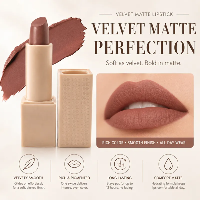Custom Lipstick OEM Cosmetics Cleaning Formula Manufacturer Waterproof Long-lasting Matte Velvet Lipstick Private Label