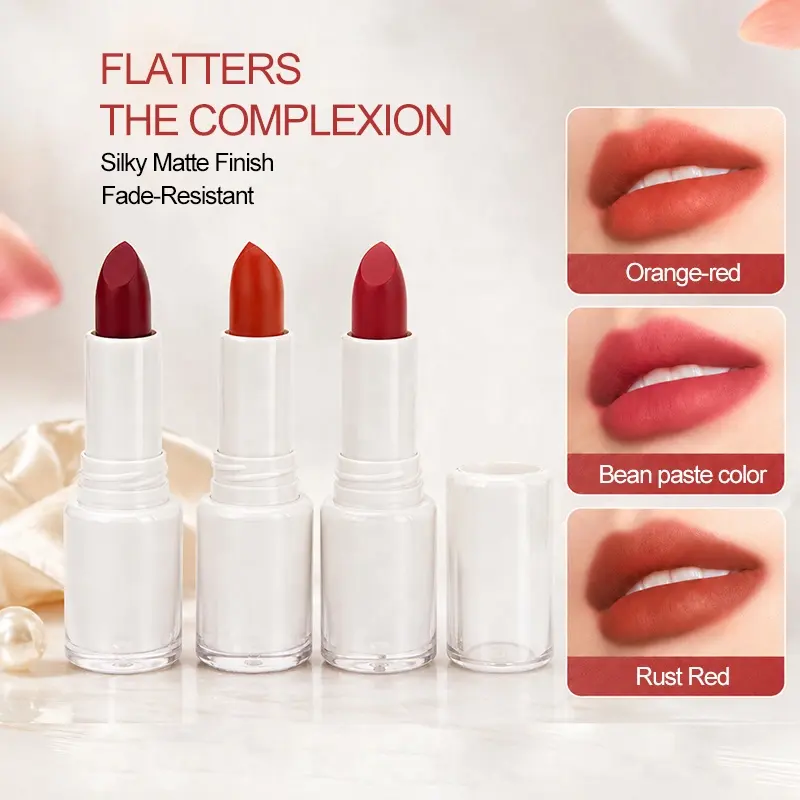Custom Lipstick OEM Brand Manufacturing Clean Formula Factory Vegan Non-Stick Cup Waterproof High Pigment Lipstick Private Label