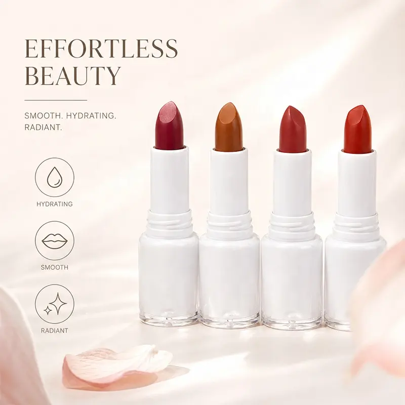 Custom Lipstick OEM Brand Manufacturing Clean Formula Factory Vegan Non-Stick Cup Waterproof High Pigment Lipstick Private Label