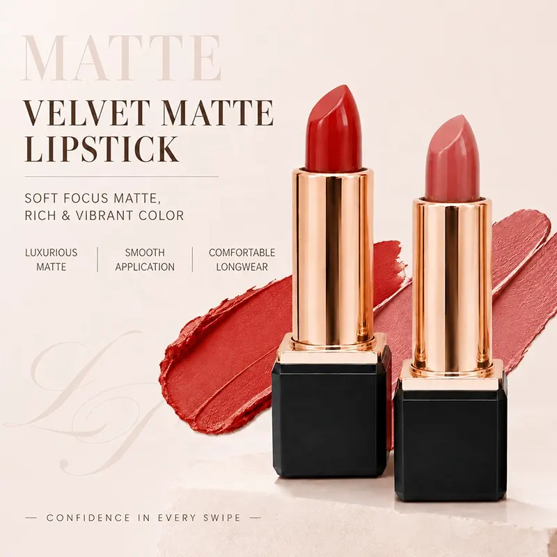 Custom Matte Lipstick OEM Makeup Cleaning Formula Factory Non-Stick Cup Waterproof Long-Lasting Vegan Lipstick Private Label