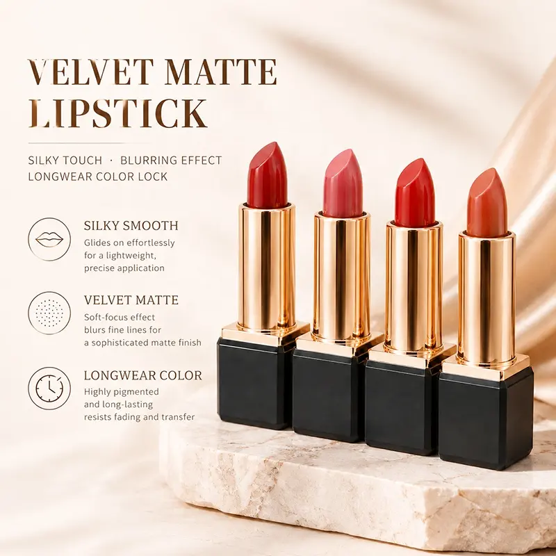 Custom Matte Lipstick OEM Makeup Cleaning Formula Factory Non-Stick Cup Waterproof Long-Lasting Vegan Lipstick Private Label