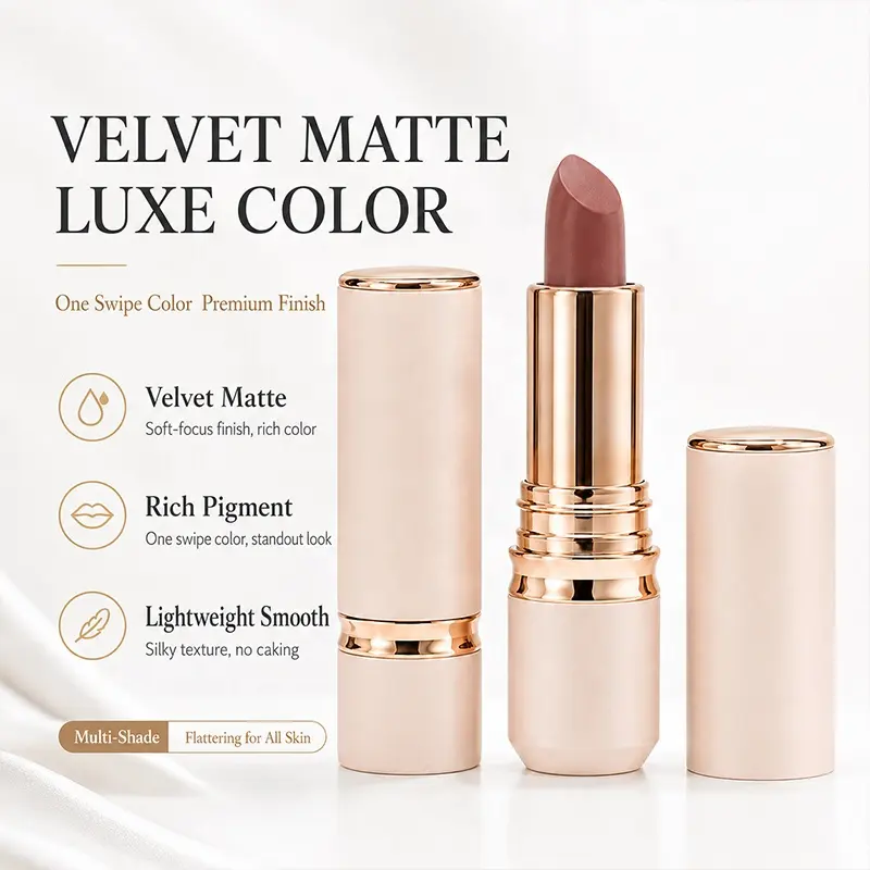 Custom High-End Lipstick OEM Cosmetics Cleaning Formula Factory High-Quality Non-Stick Cup Matte Lipstick Private Label