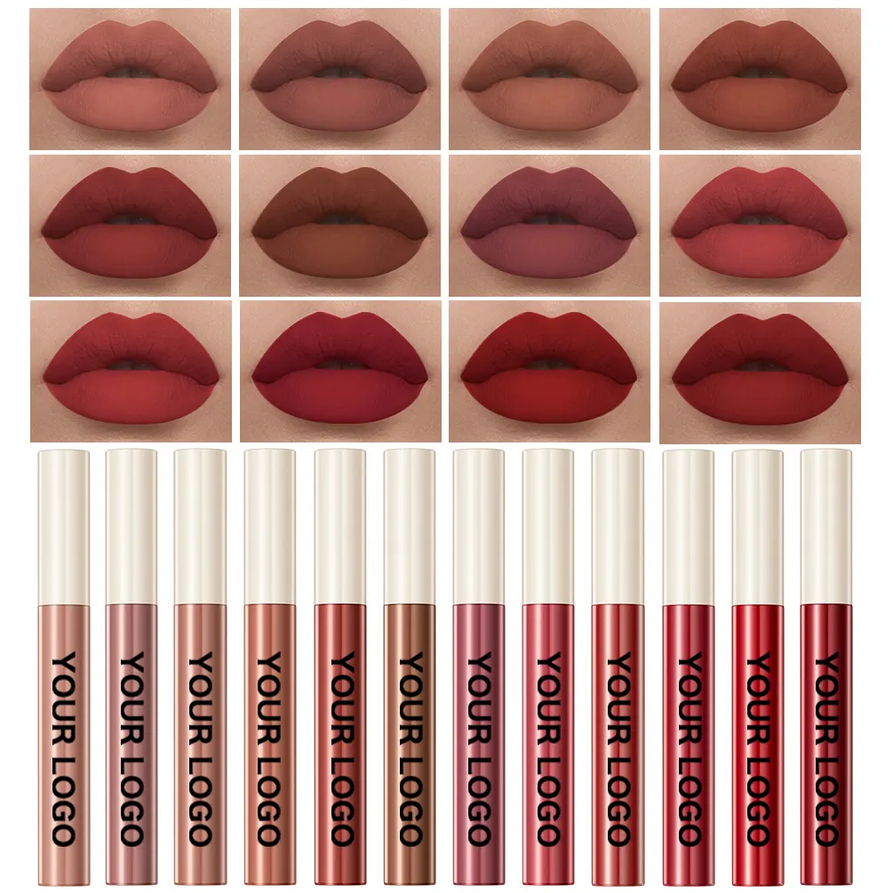 Custom Chemical-Based Vegan Lipstick Liquid OEM 24 Color Waterproof Long Lasting Matte Lip Gloss MSDS Certified Private Label