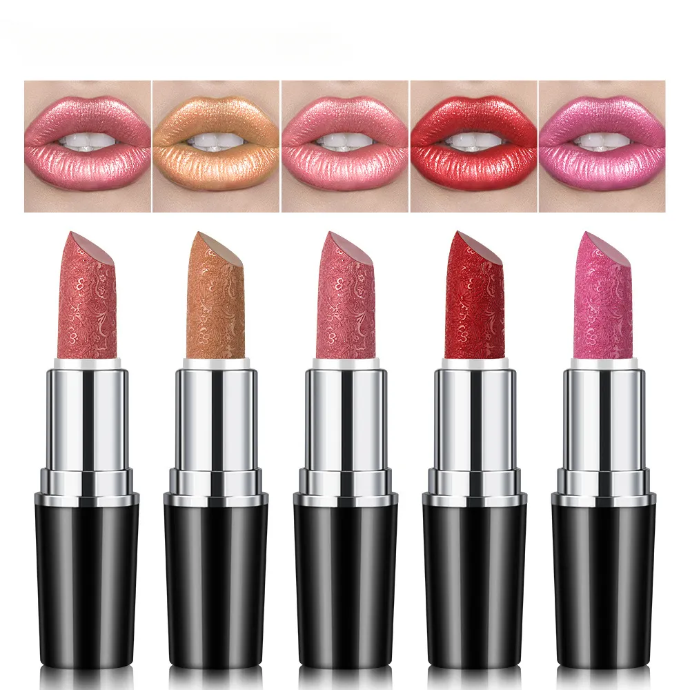 Custom Moisturizing Waterproof Long-lasting Pearlescent Glitter Lipstick OEM Cosmetics Manufacturers 3.5g Private Label