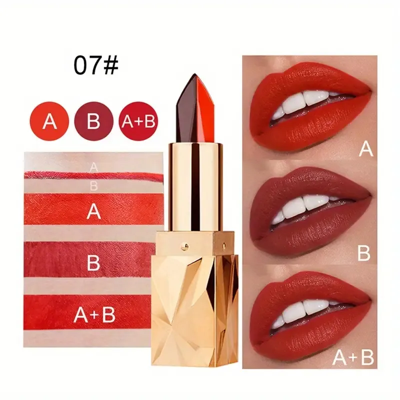 Custom Lipstick Oem Cosmetics Manufacturers Makeup Waterproof Moisturizing Matte Three-color Lipstick Private Label