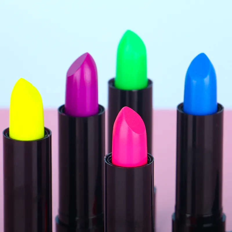 Private Label Vegan Product Hot Pink Glow in the Dark UV Lipstick Neon Lip Gloss