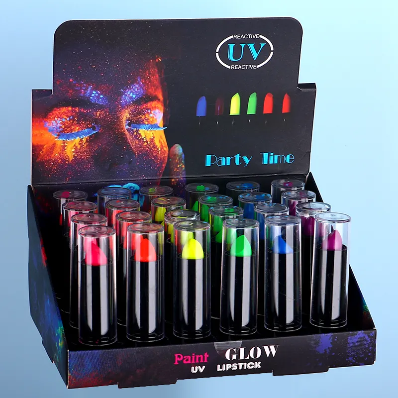 Private Label Vegan Product Hot Pink Glow in the Dark UV Lipstick Neon Lip Gloss