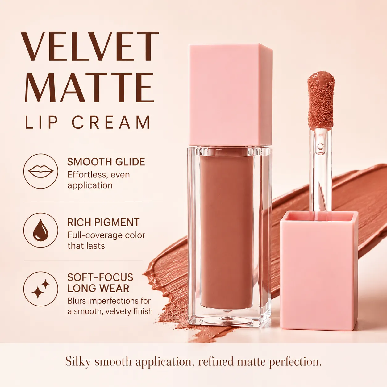 Custom Liquid Lip Gloss OEM Cosmetics Manufacturer High Quality Delicate Waterproof Long-Lasting Matte Lip Glaze Private Label