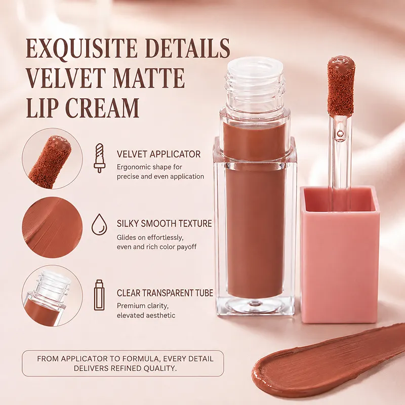Custom Liquid Lip Gloss OEM Cosmetics Manufacturer High Quality Delicate Waterproof Long-Lasting Matte Lip Glaze Private Label