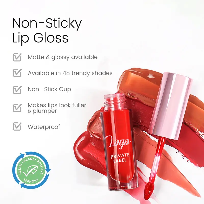 Custom Logo Cute Moisturizing Liquid Mineral Lip Gloss Private Label Wholesale Long Wearing Non-Sticky Lip Glaze