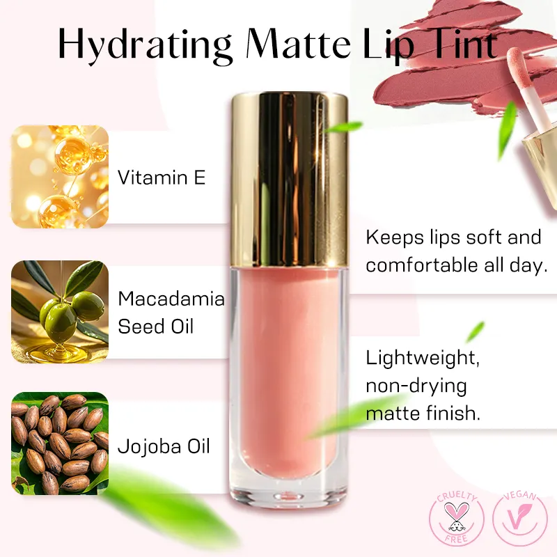 Professional Velvet Lip Glaze Matte Liquid Lipstick for Full Coverage with Jumbo Applicator Macadamia Oil