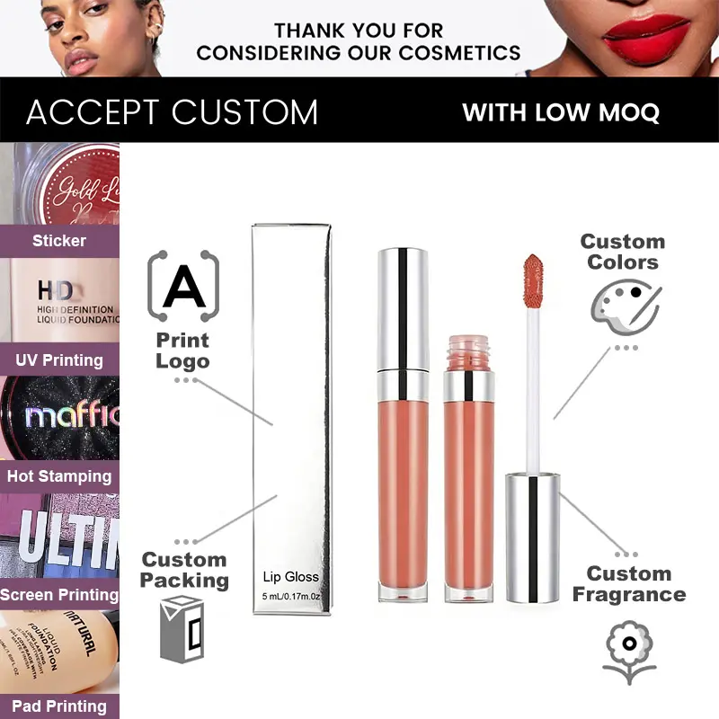 Wholesale Low MOQ Private Label Non-Sticky Lip High Quality Private Label Vegan Moisturizing Lip Glaze