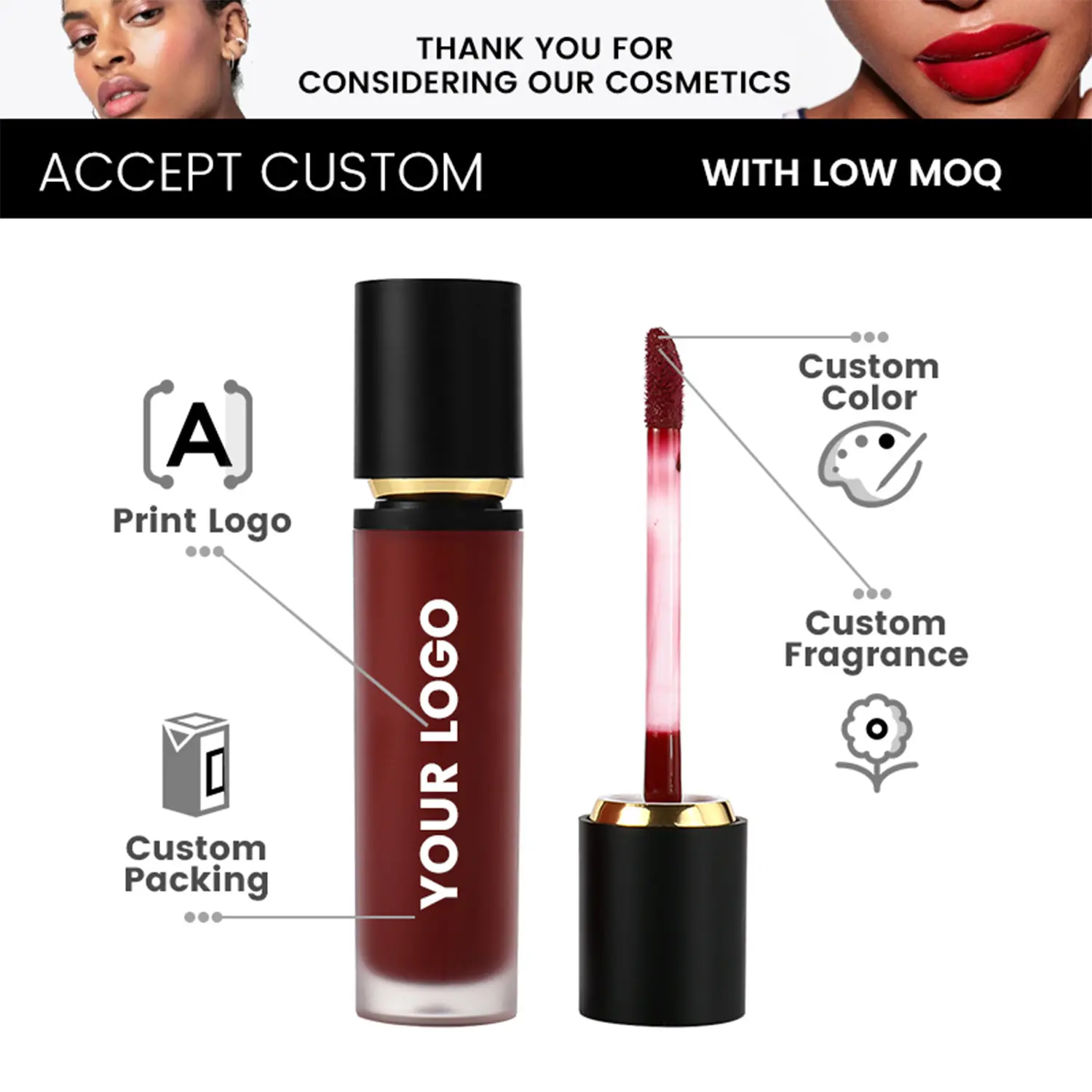 Wholesale High Quality Lip Gloss 58 Colors Matte Lip Glaze Long-Lasting and Moisturizing Cosmetics Lip Makeup