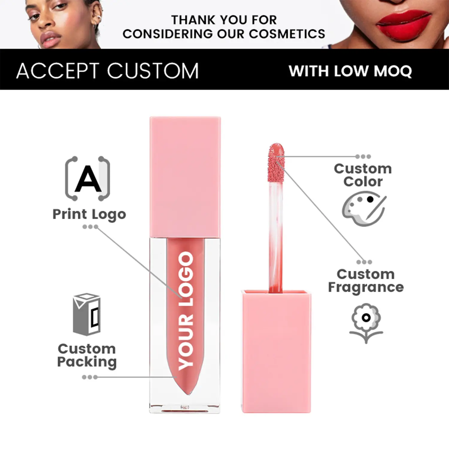 High Quality Wholesale Mineral Liquid Lip Gloss Glaze Lip Moisturizing Matte Glossy Beauty Makeup Cosmetics