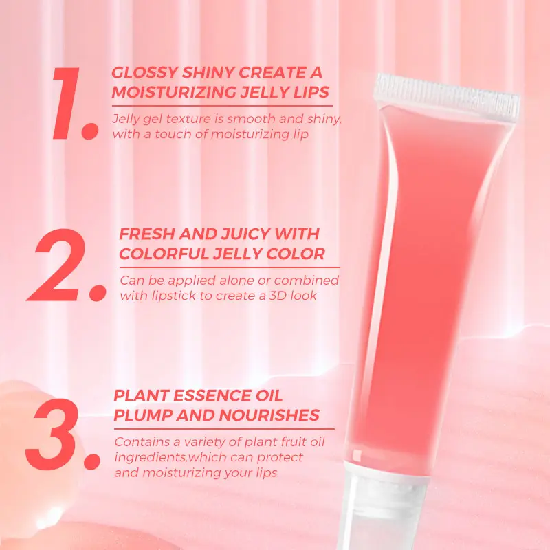 Vegan Lip Oil Plumper Cherry Fruit Crystal Jelly Squeeze Lip Gloss Mineral Ingredient Lip Glaze