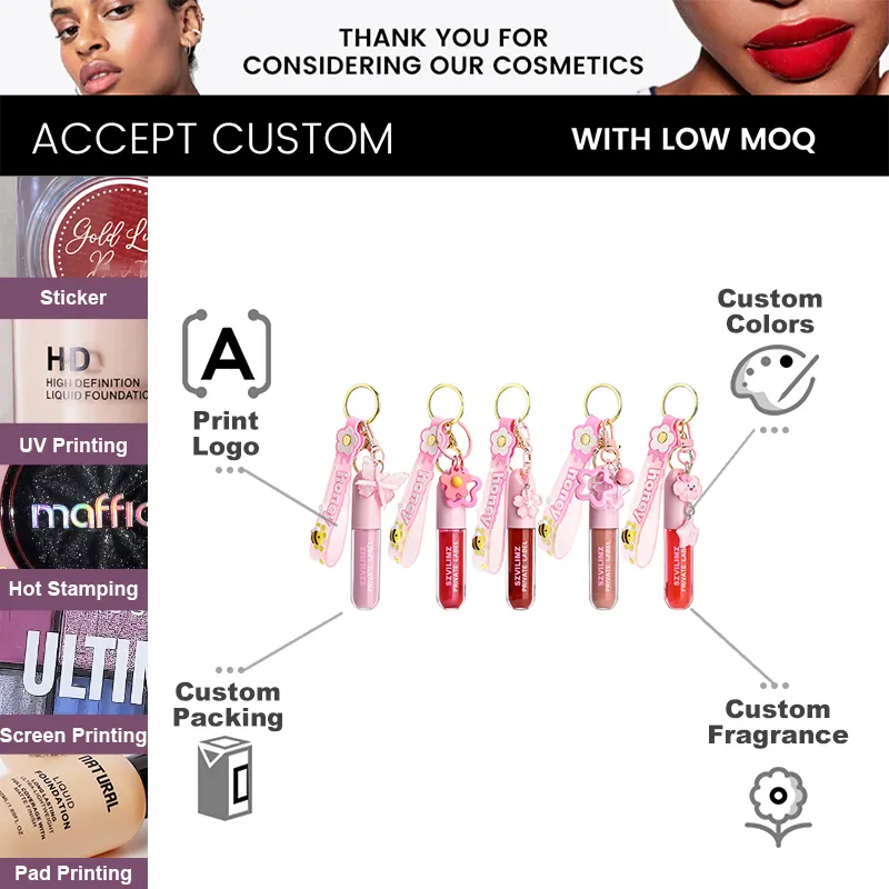 Private Label Moisturizing Private Label Custom Your Own logo Makeup Clear Lip Glaze High-Pigment Lip Gloss