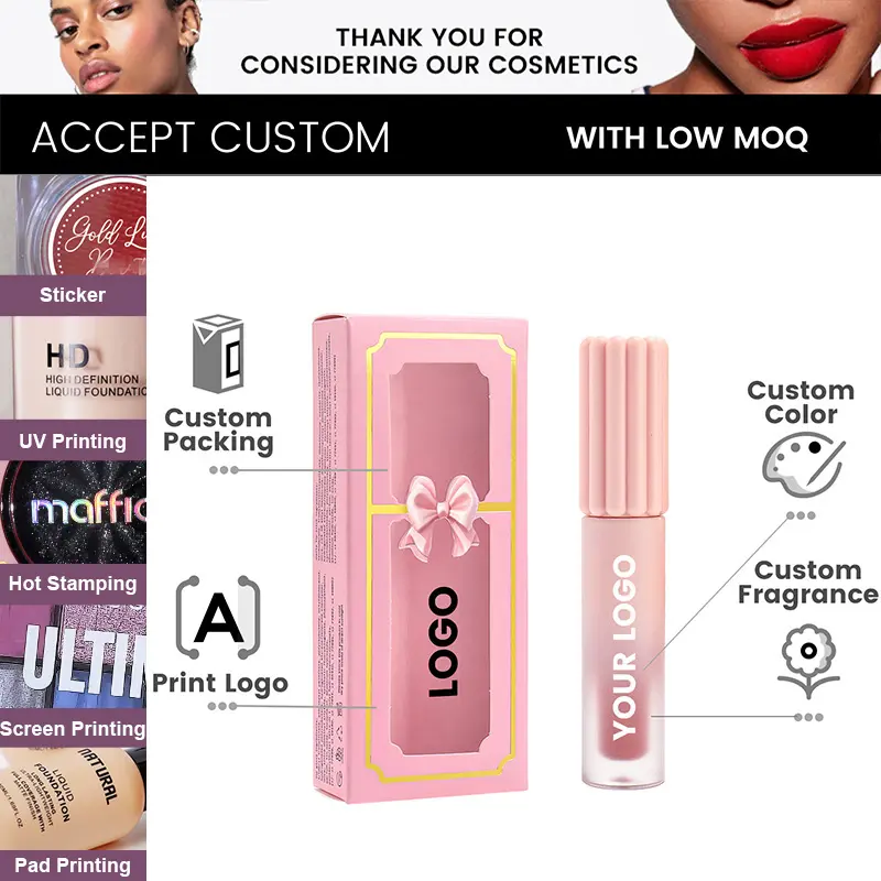 Long Lasting Customize Lip Glaze Private Label for Women Glossy Waterproof Vegan Lip Gloss