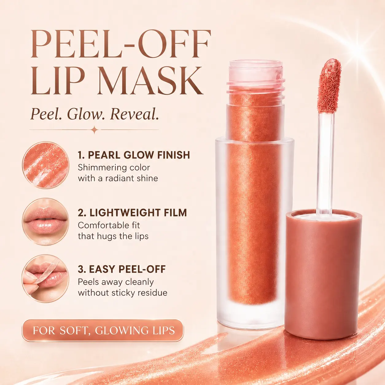 Custom Squalene Lip Mask OEM Private Label High Quality Waterproof Long-lasting Non-stick MUD Moisturizer Fade Lip Lines Shimmer
