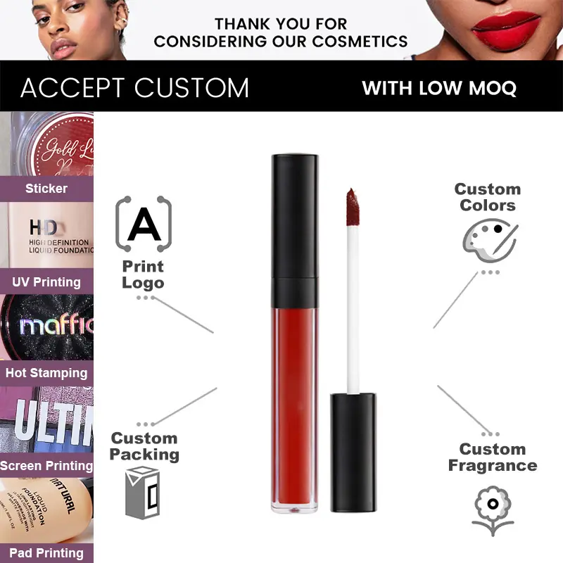 New Custom High Quality Matte Liquid Luxury Lipstick Matte Lipstick Long Lasting Pigment Waterproof Lipsticks