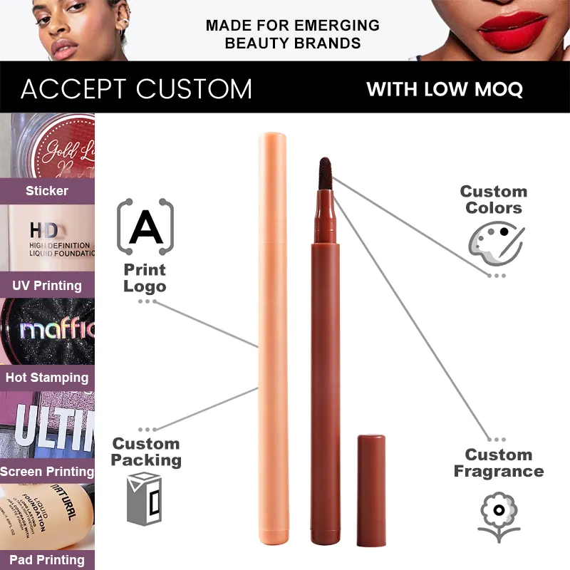 Bulk Liquid Lip Liner Felt Tip Precise Waterproof Long Lasting Smudge Transfer Proof Overlining Nourishing Vegan Wholesale