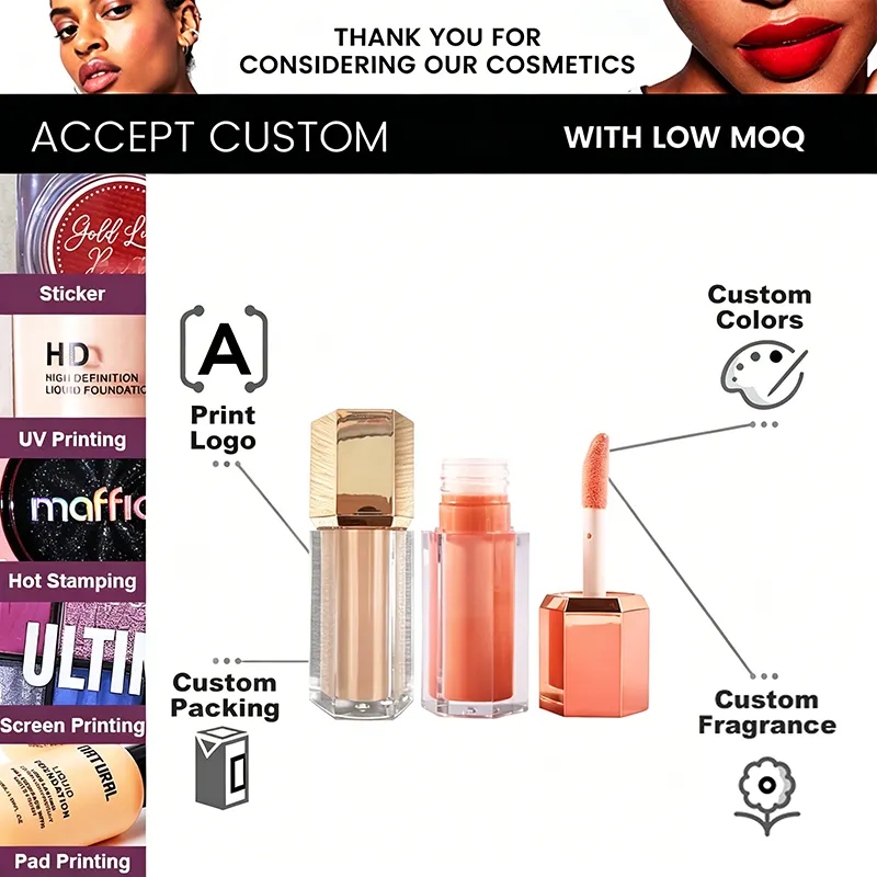 Non Stick Cup Matte Lip Gloss with Gold Cap Long Lasting Wholesale Bulk Vendor Manufacturer Lipgloss