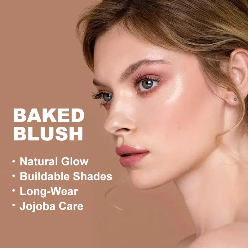 Own logo Brand Vegan Coral Pink Makeup Blush Cream Waterproof Natural Cheek Oil Control Matte Powder Blusher