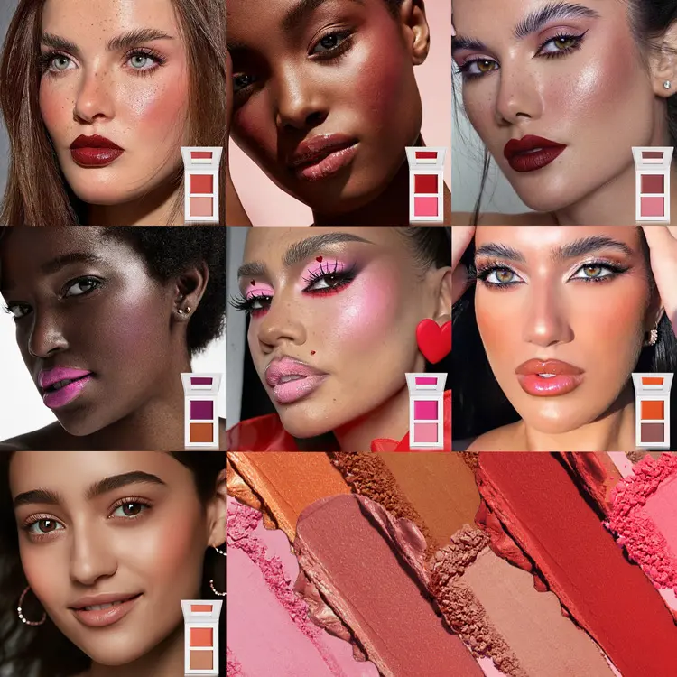 Wholesale Mineral Long Lasting Waterproof Matte Finish Highly Pigmented Face Cheek Pressed Blush Palette for Private Label