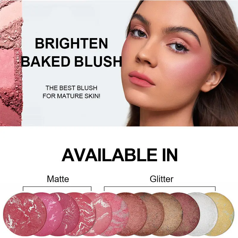 Low MOQ Herbal High Pigment Blush Powder Matte Finish Waterproof for Daily Face Makeup Loose Blush Custom Private Label Soft