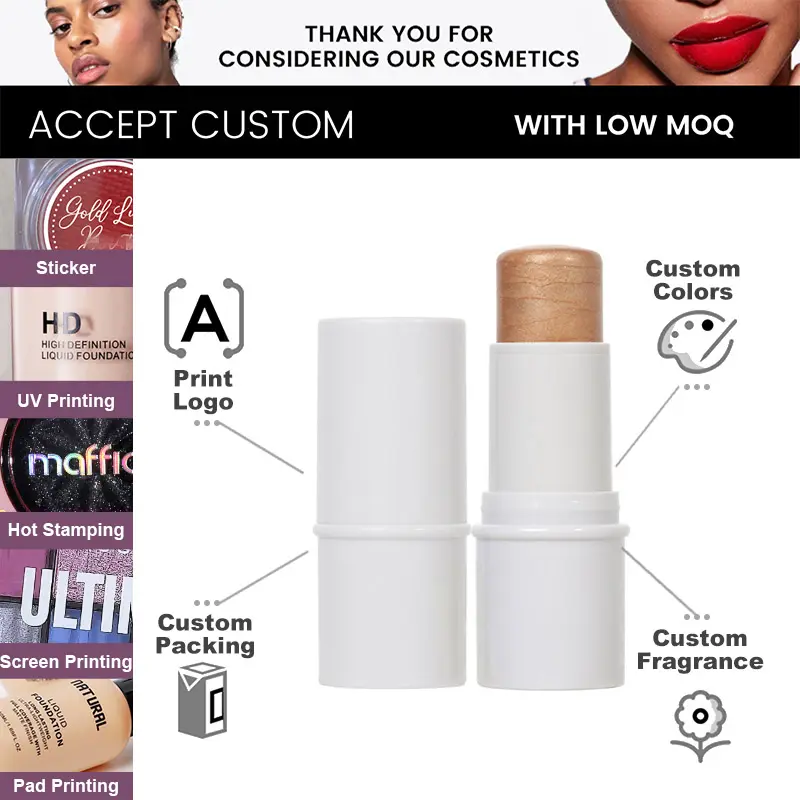 Wholesale Highlighter Stick Makeup No Logo Face Highlighter Blush Stick Contour Bronzer Private Label Highlighter Stick